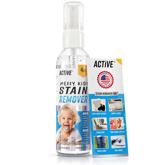 ACTIVE Messy Kids Stain Remover Spray Laundry Spot Cleaner Natural Stain Treater Spray for Baby Clothes Fabric Toddler Clothing Rescue Mess Removal for Food Oil Stains Great for Travel - 4 oz - Live to Shop