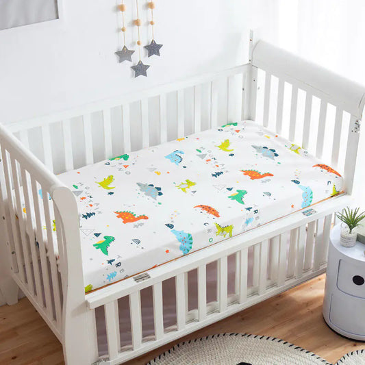 Cotton Infant Muslin Crib Mattress Cover with Print - Live to Shop