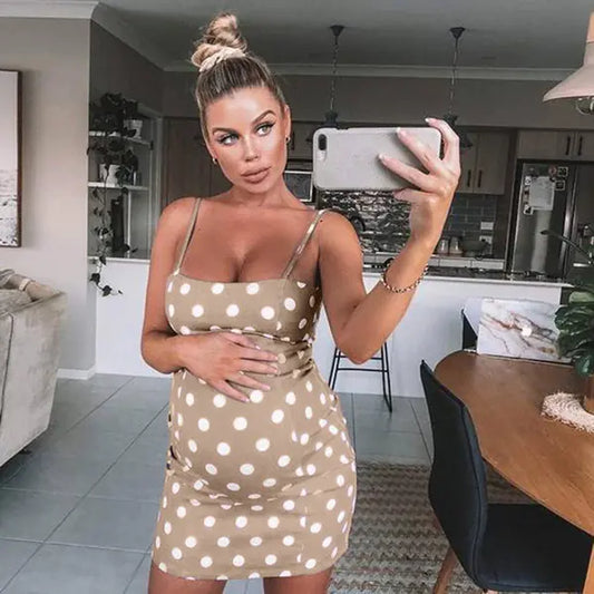 Polka Dot Maternity Dress - Casual Pregnancy Wear - Live to Shop