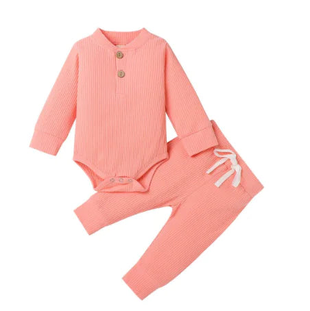 Baby Set - Long Sleeve Bodysuit and Pants (One Set) - Live to Shop