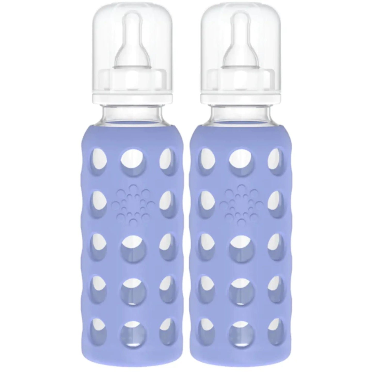 Lifefactory Glass Baby Bottles with Silicone Protection - 2-Pack 9 oz Bottles Blueberry