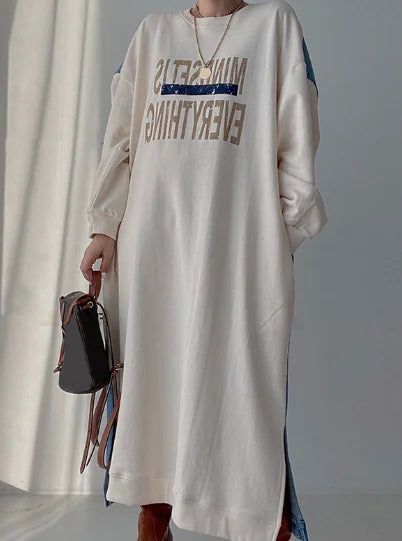 Autumn Winter Maternity Fashion Hoodie Dress (Plus Size) - Live to Shop