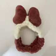 Kawaii Bowknot Plush Headband for Makeup and Hair Care - Live to Shop