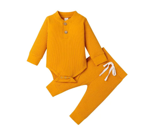 Baby Set - Long Sleeve Bodysuit and Pants (One Set) - Live to Shop