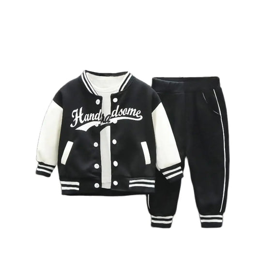 YIKIURL Baby Sports outfit clothes for boys&girls Baseball jacket +T shirt+pant 3 pieces kids school clothing (as1 age 4_years 5_years Black)