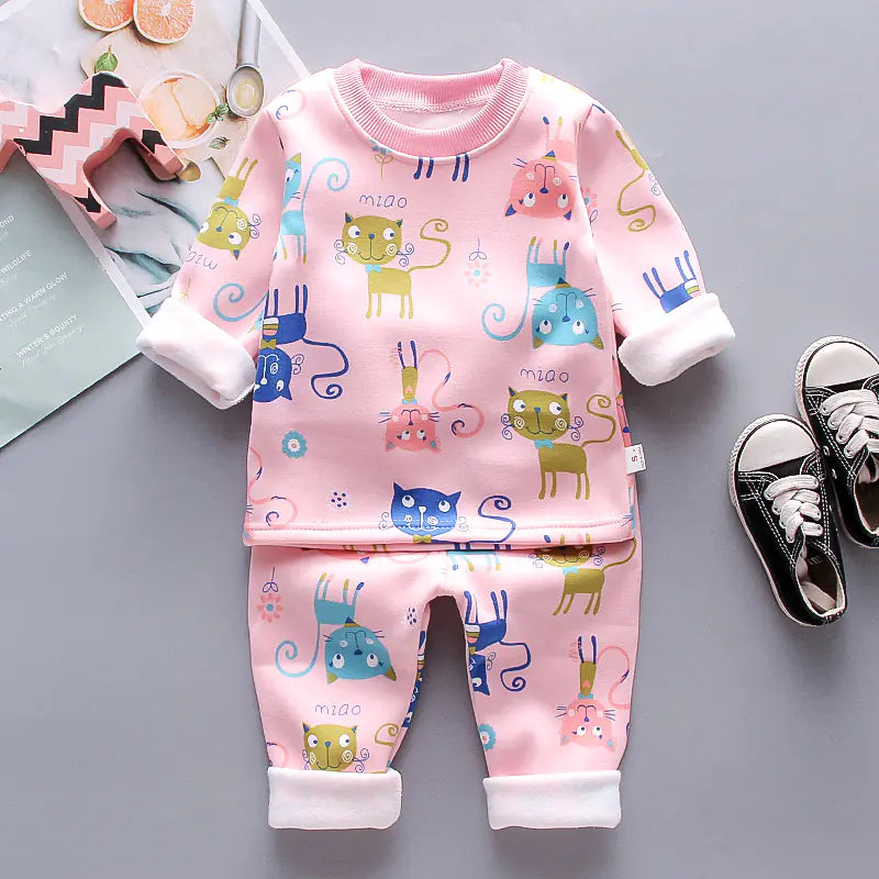 Warm Baby and Toddler Clothing Set with Fleece Pants - Live to Shop