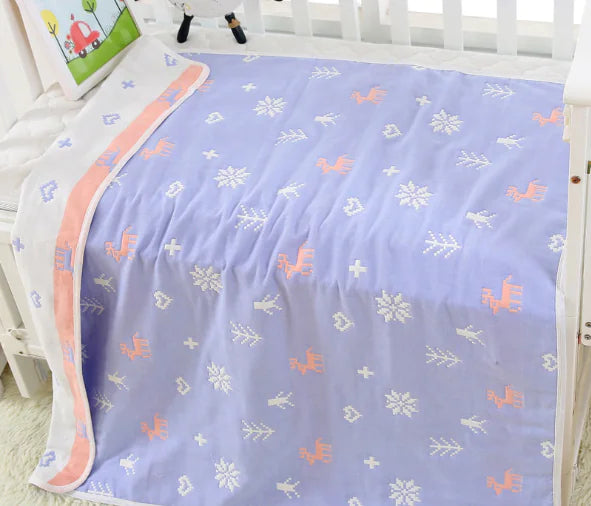 Pure Cotton 6-Layer Baby Bath Towel Blanket, 110cm - Live to Shop