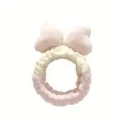 Kawaii Bowknot Plush Headband for Makeup and Hair Care - Live to Shop