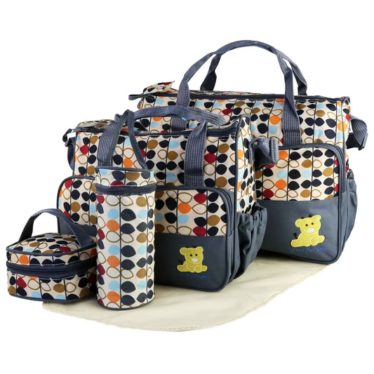 iMounTEK Diaper Bags Tote5Pcs baby diaper Convertible Baby Bags with Changing Pad & Insulated Pockets for Mom Multifunction Mommy bag Large Storage for Baby Nappy/Clothes - Live to Shop