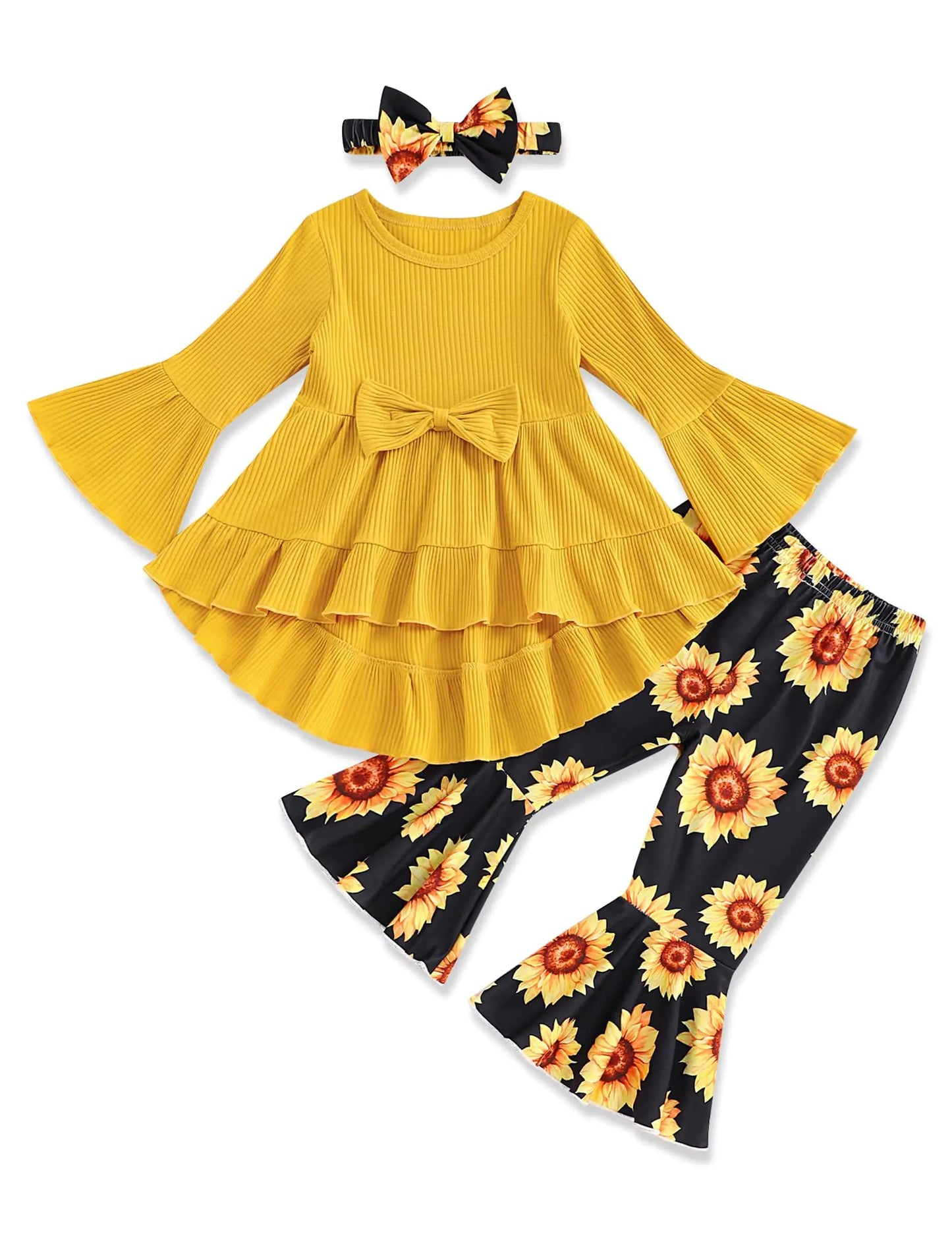 FoWear Toddler Girl Clothes Baby Girl Clothes Ruffle Tops Sunflower Pants Toddler Girl Winter Outfits Girls Clothes Size 6 - Live to Shop