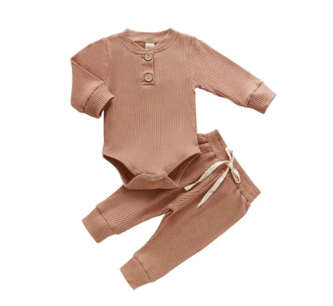 Baby Set - Long Sleeve Bodysuit and Pants (One Set) - Live to Shop