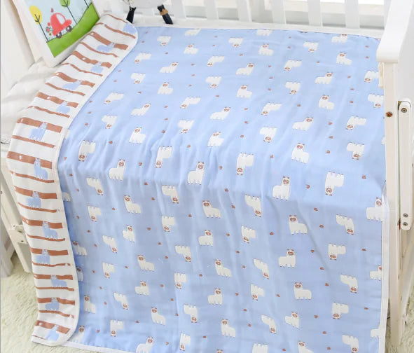 Pure Cotton 6-Layer Baby Bath Towel Blanket, 110cm - Live to Shop