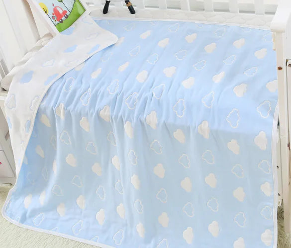 Pure Cotton 6-Layer Baby Bath Towel Blanket, 110cm - Live to Shop
