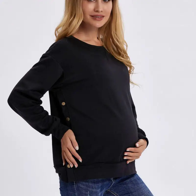 Loose Long Sleeve Maternity Sweater for Autumn & Winter - Live to Shop