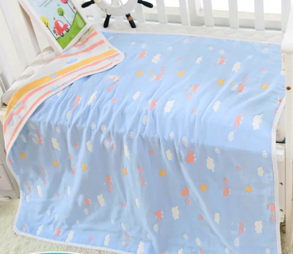Pure Cotton 6-Layer Baby Bath Towel Blanket, 110cm - Live to Shop