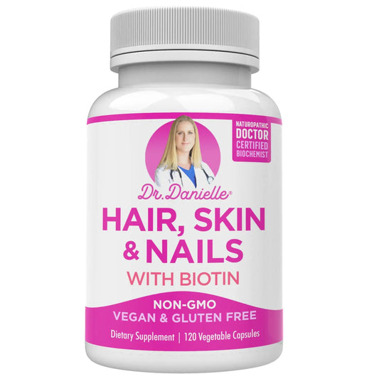 Doctor Danielle Hair Skin and Nails Vitamins for Women and Men– Biotin 5000 mcg Supplement to Support Normal Hair Growth and Glowing Skin Organic Coconut Water Rice Phytoceramides - Live to Shop