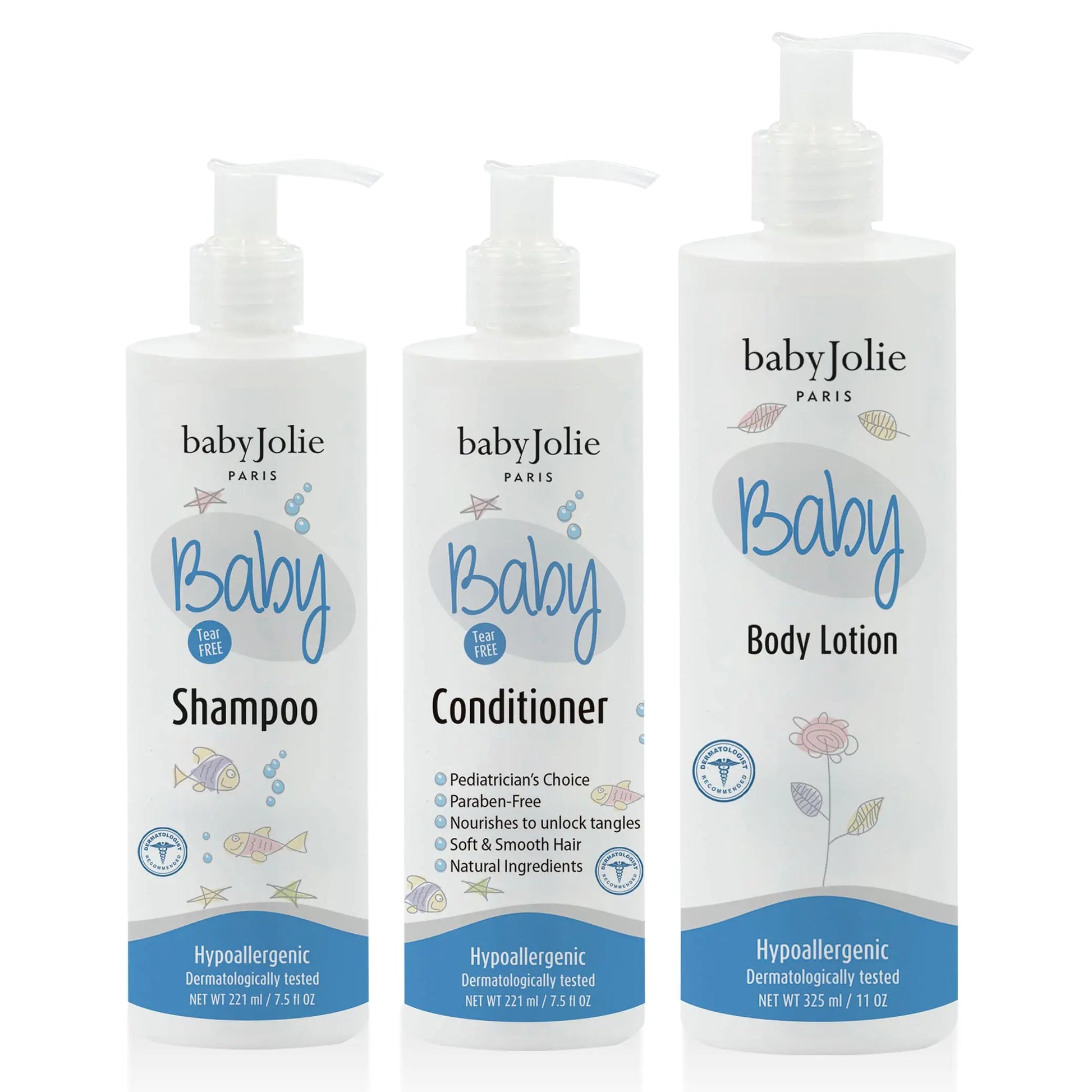 Baby Jolie Baby Bath Set | 1 Baby Shampoo 7.5oz (221ml) + 1 Baby Hair Conditioner 7.5oz (221ml) + 1 Baby Lotion 11oz (325ml) - Live to Shop