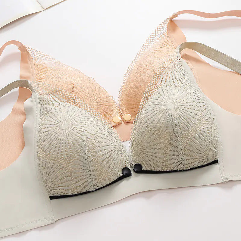Maternity Nursing Bra with Front Buckle and Lace Design - Live to Shop