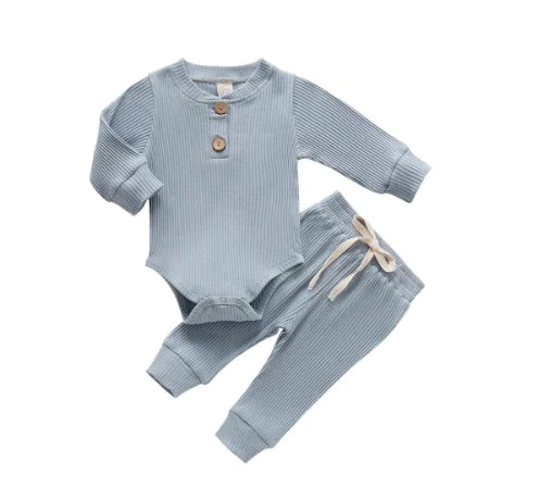 Baby Set - Long Sleeve Bodysuit and Pants (One Set) - Live to Shop