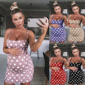 Polka Dot Maternity Dress - Casual Pregnancy Wear - Live to Shop