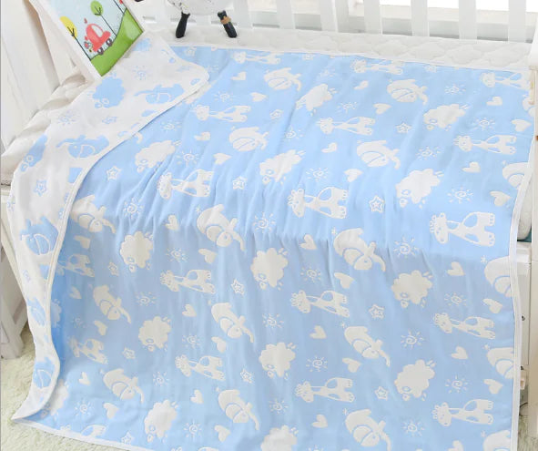 Pure Cotton 6-Layer Baby Bath Towel Blanket, 110cm - Live to Shop