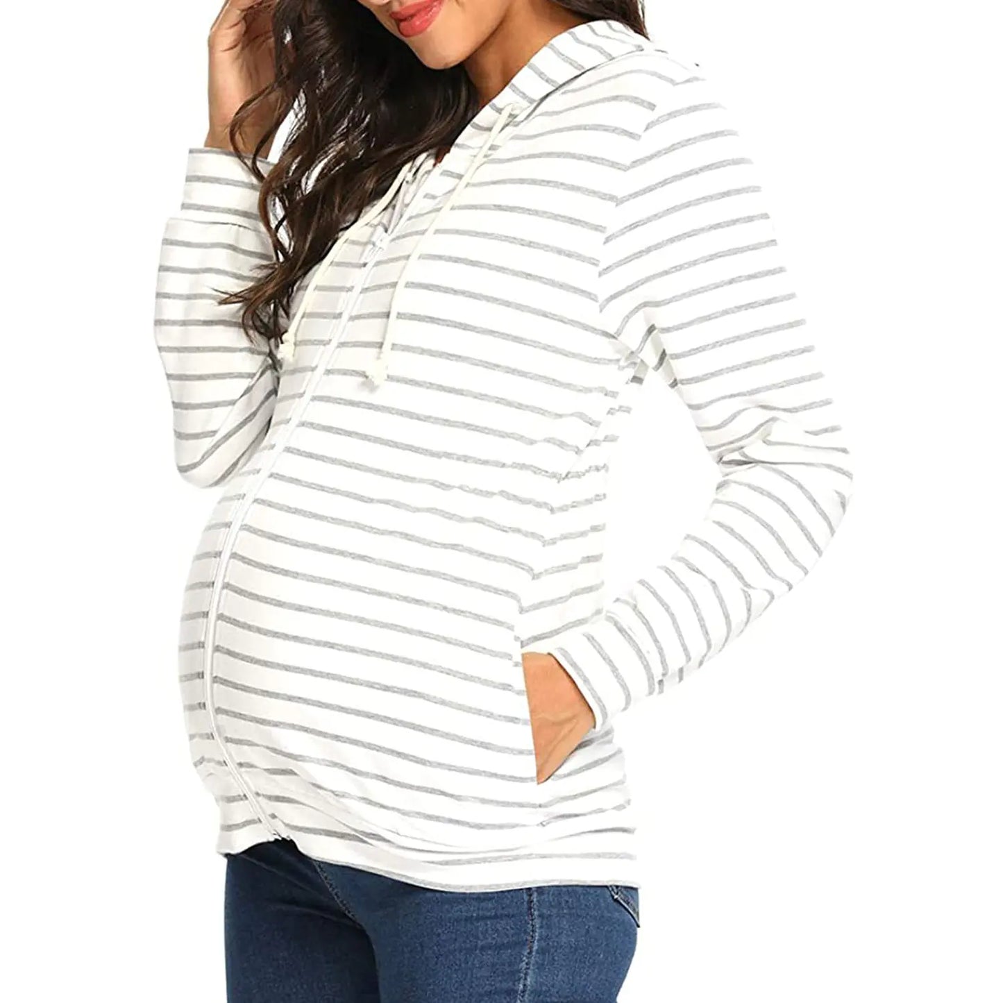 Striped Maternity Sweater in European and American Style - Live to Shop