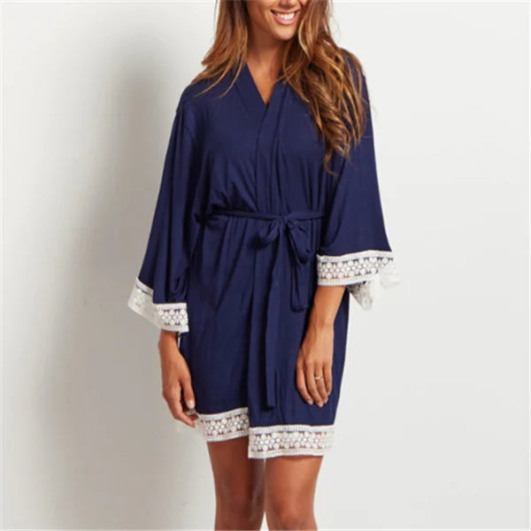 Maternity Lace Trim Pajamas with Nursing Nightgown - Live to Shop