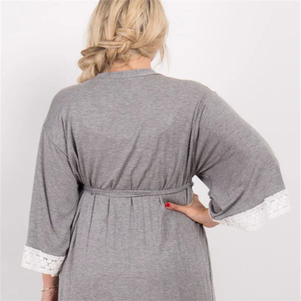 Maternity Lace Trim Pajamas with Nursing Nightgown - Live to Shop