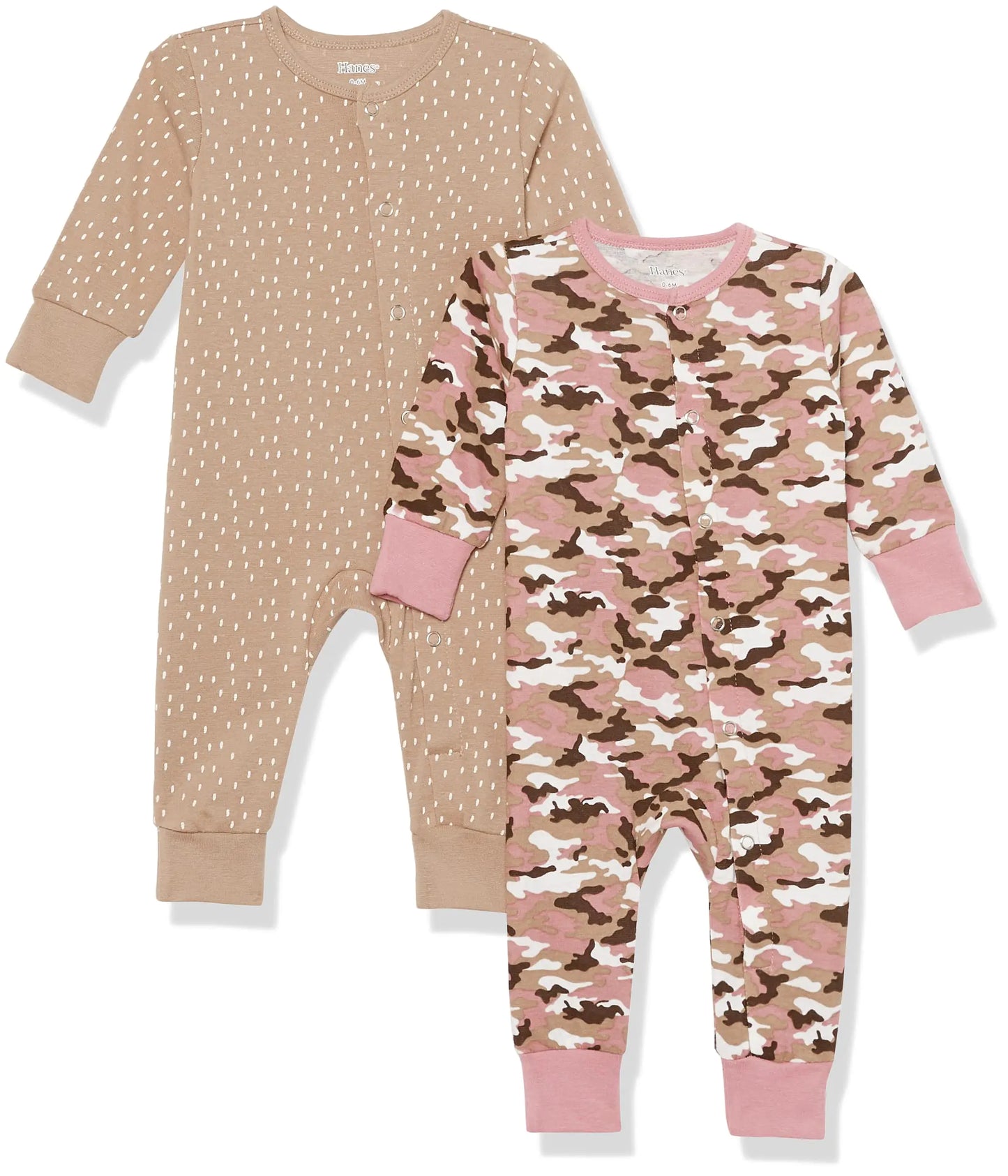 Hanes Unisex Baby Play Suits Ultimate Flexy Knit Pajamas And Sleep 2-pack Bodysuit Dusty Tan 12-18 Months US
