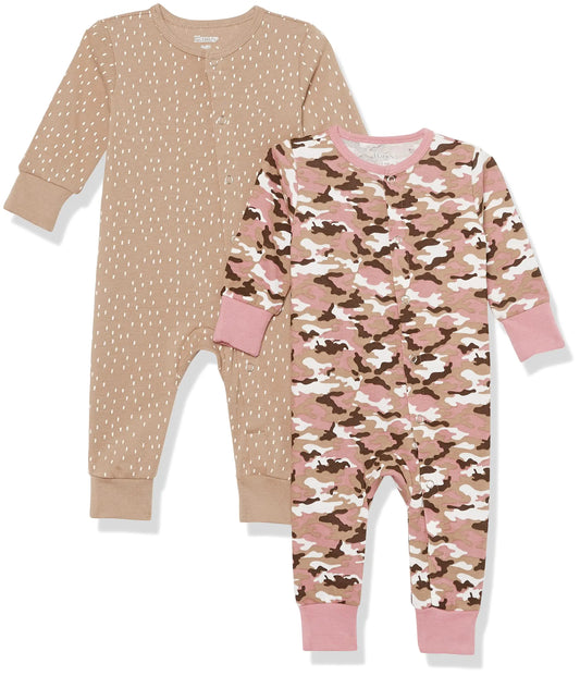 Hanes Unisex Baby Play Suits Ultimate Flexy Knit Pajamas And Sleep 2-pack Bodysuit Dusty Tan 12-18 Months US