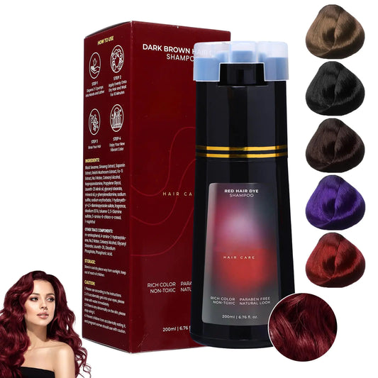 Polar Hair Dye Shampoo Polar Hair Care Polar Haircare Instant Dye Shampoo Hair Dye Shampoo 3 in 1 for Women & Men Hair Color Shampoo for Gray Hair (Red) - Live to Shop