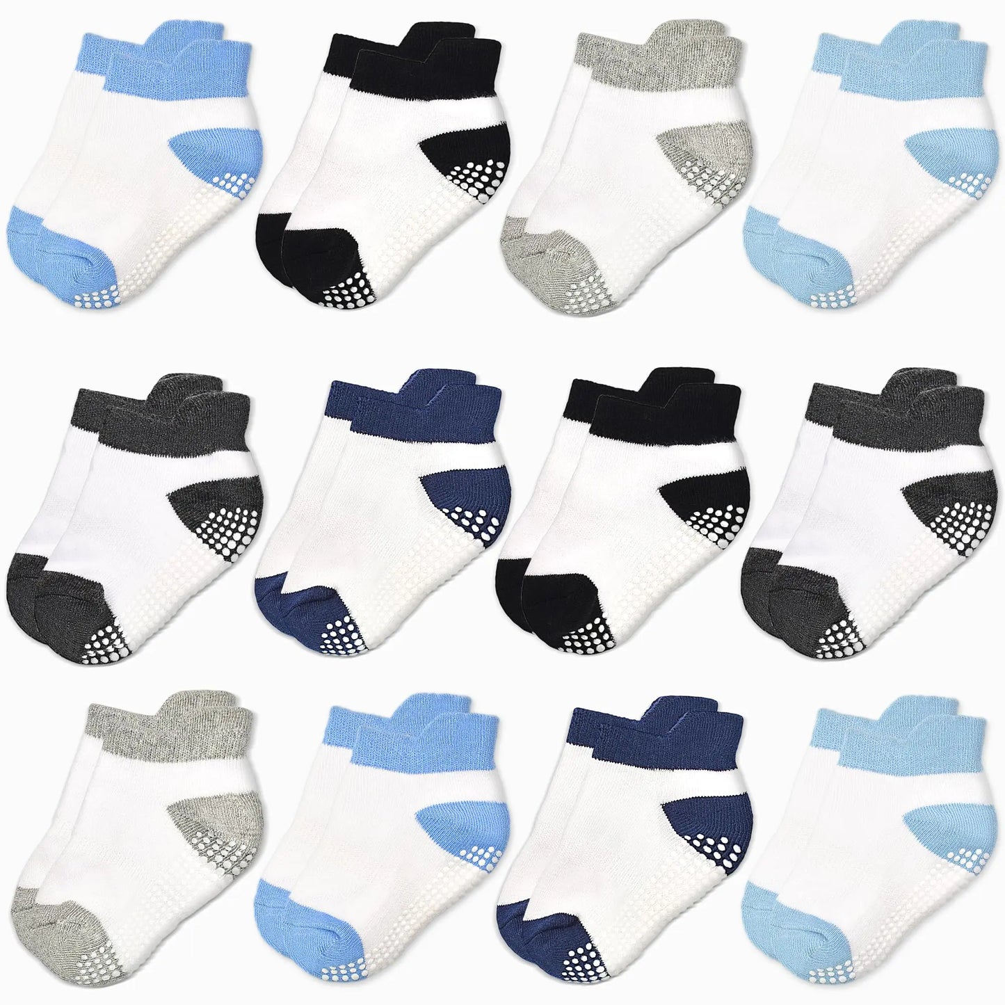 HYCLES Non-Slip Baby Socks Infant Girls Boys Ankle Anti Slip Socks With Grips For 1-3 Years Toddler Kids