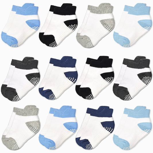 HYCLES Non-Slip Baby Socks Infant Girls Boys Ankle Anti Slip Socks With Grips For 1-3 Years Toddler Kids
