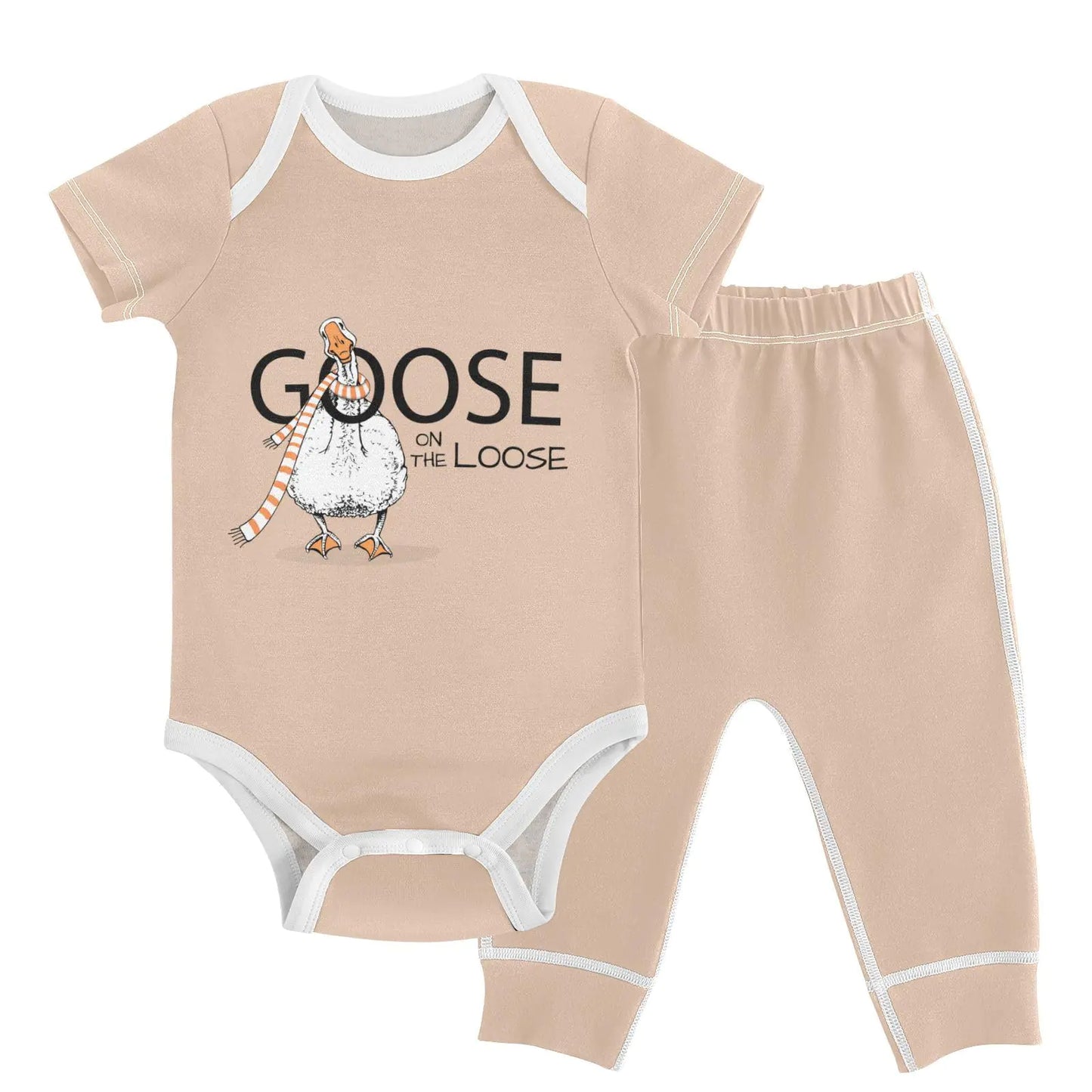 vvfelixl Baby Bodysuits Pants Sets Funny Goose Loose Short Sleeve Baby Clothes for Boys Girls 3M