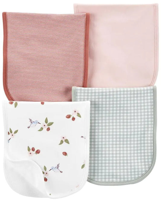 Carters Baby Girls 4 Pack Cotton Burp Cloths (Pink/Heather)