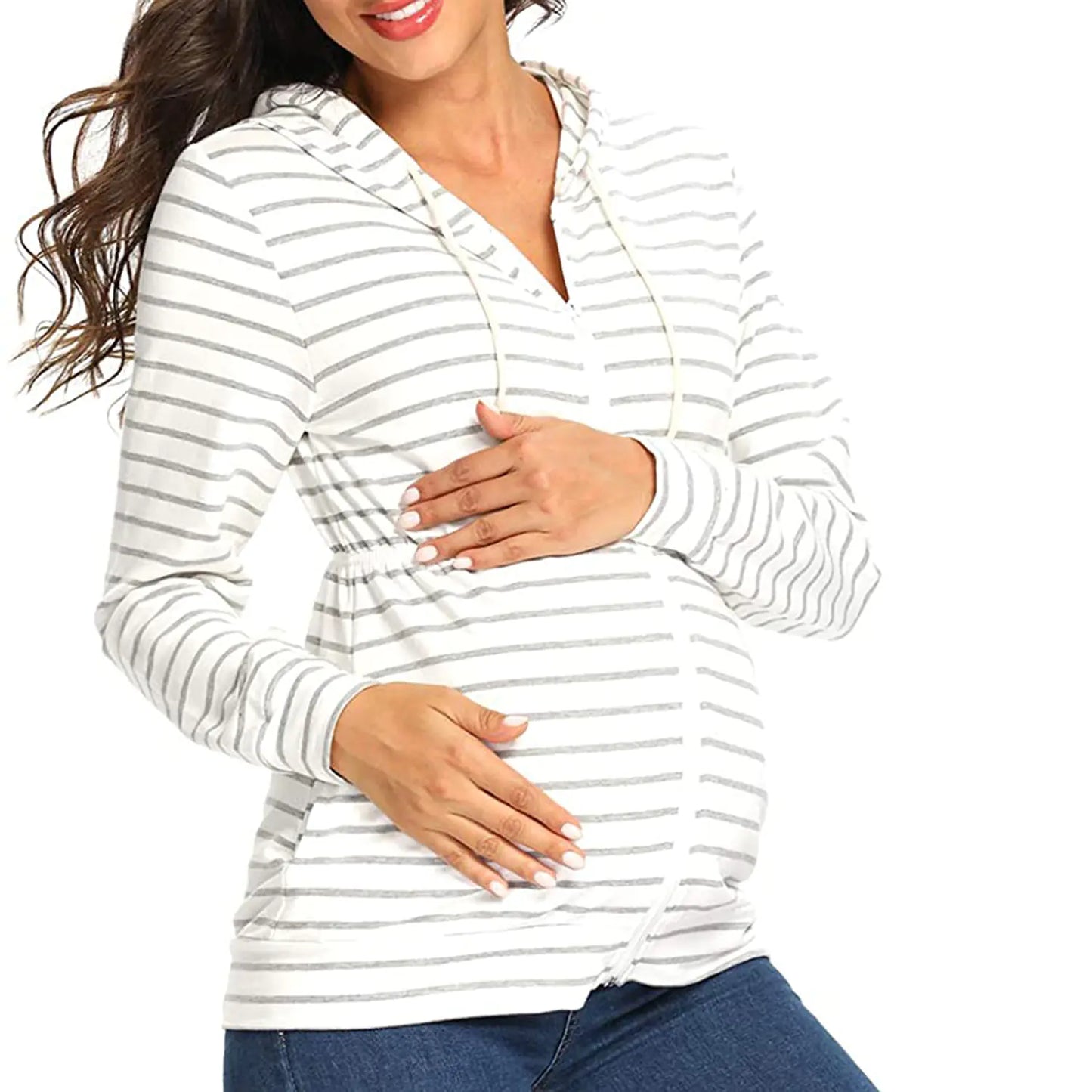 Striped Maternity Sweater in European and American Style - Live to Shop