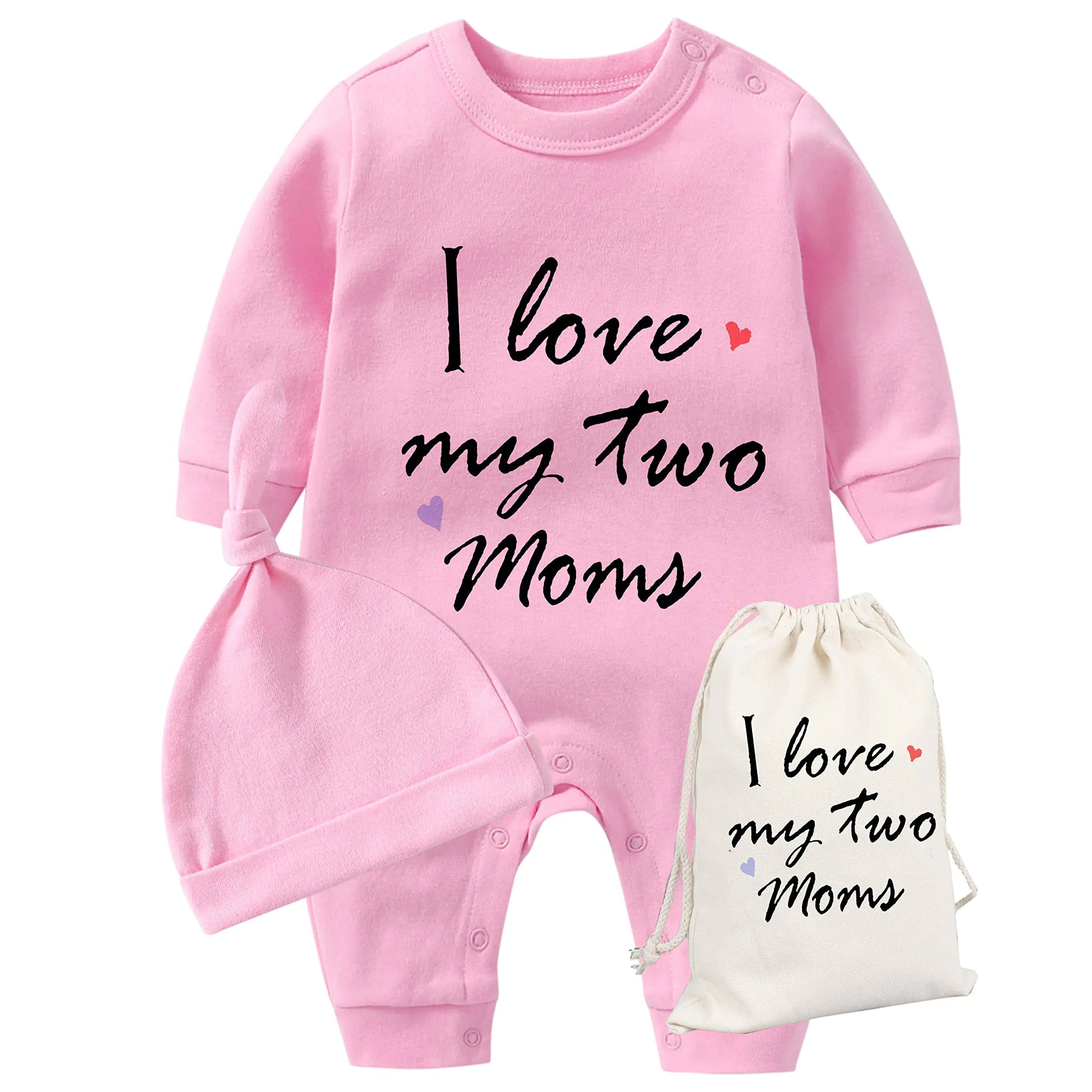 YSCULBUTOL Baby Twins Baby Boy Girl Romper Mothers Day I love My Two Mom Newborn Baby Clothes Set (pink mother love two 6m) - Live to Shop