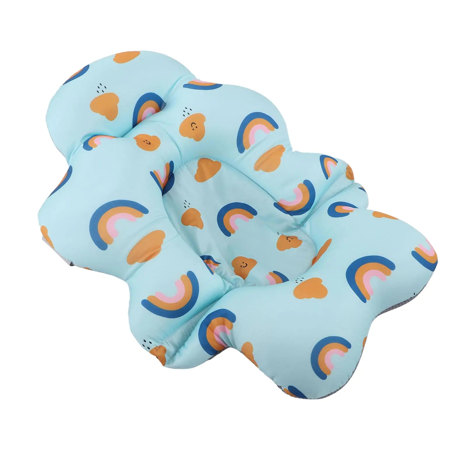 Baby Bath Seat Baby Bathtub Support Mat Universal Floating Baby Bath Support Seat Foldable Baby Bath Cushion Soft Comfortable Baby Bathtub Support Pad for Baby Shower (Blue Rainbow) - Live to Shop