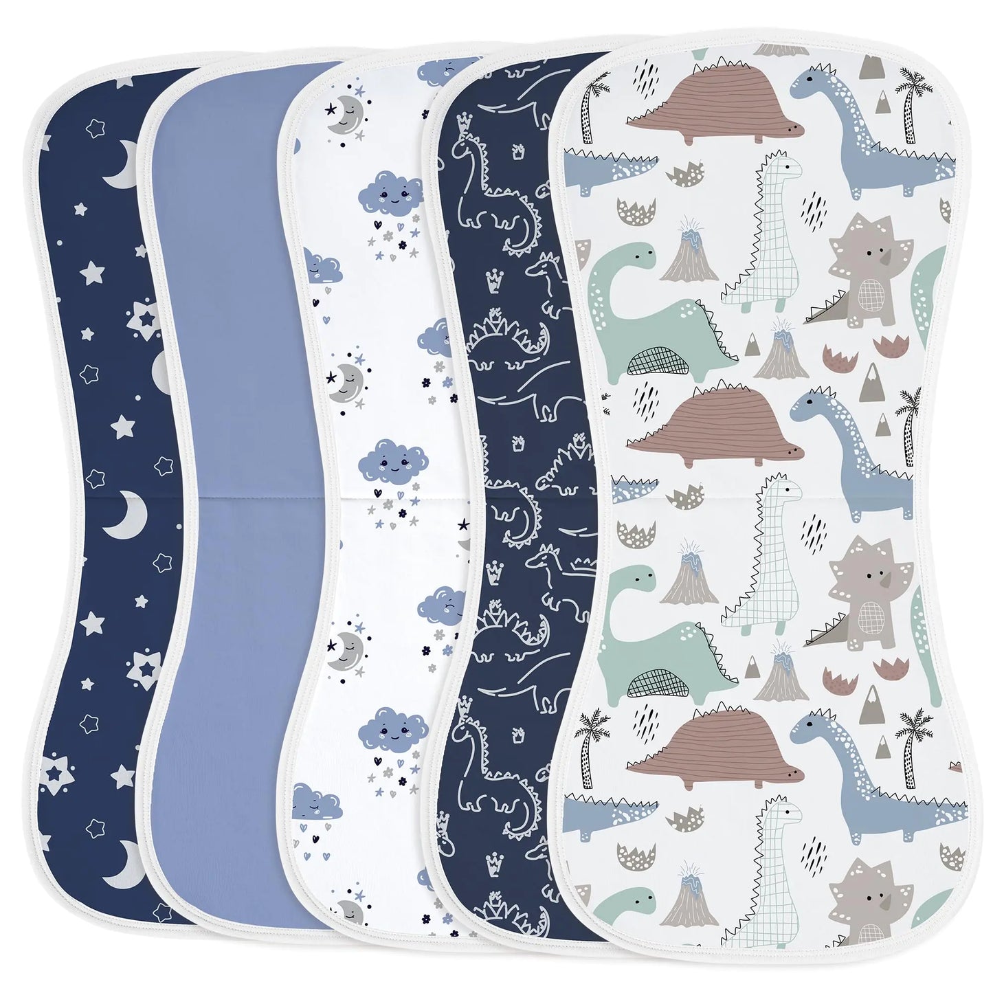 Yoofoss Baby Burp Cloths 5 Pack Burping Cloths for Babies Boys Girls Large 21X10 Extra Soft and Absorbent Dinosaur