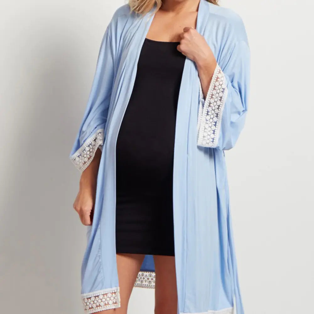 Maternity Lace Trim Pajamas with Nursing Nightgown - Live to Shop
