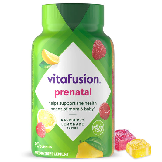 vitafusion PreNatal Gummy Vitamins Raspberry Lemonade Flavored Pregnancy Vitamins for Women With Folate and DHA America’s Number 1 Gummy Vitamin Brand 45 Day Supply 90 Count (Pack of 1) - Live to Shop