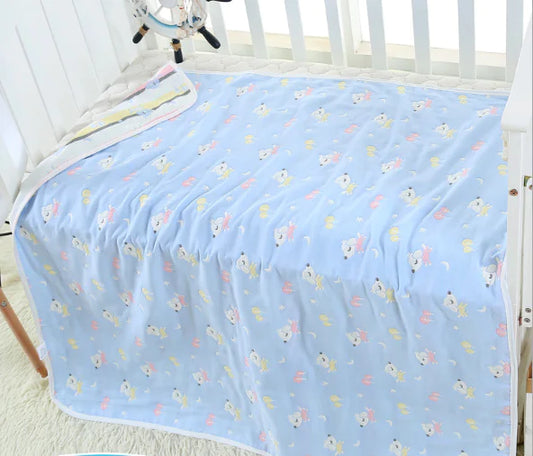 Pure Cotton 6-Layer Baby Bath Towel Blanket, 110cm - Live to Shop