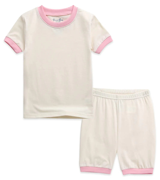 VAENAIT BABY Infant Toddler Junior Pajamas Cotton Summer Short Pjs 2pcs Set Macaron Creampink M